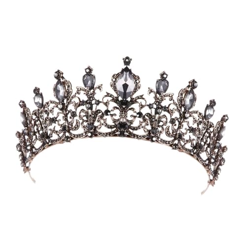 婚?王冠 レディースティアラ ラインストーン装飾 エレガントヘッ(ブラック)