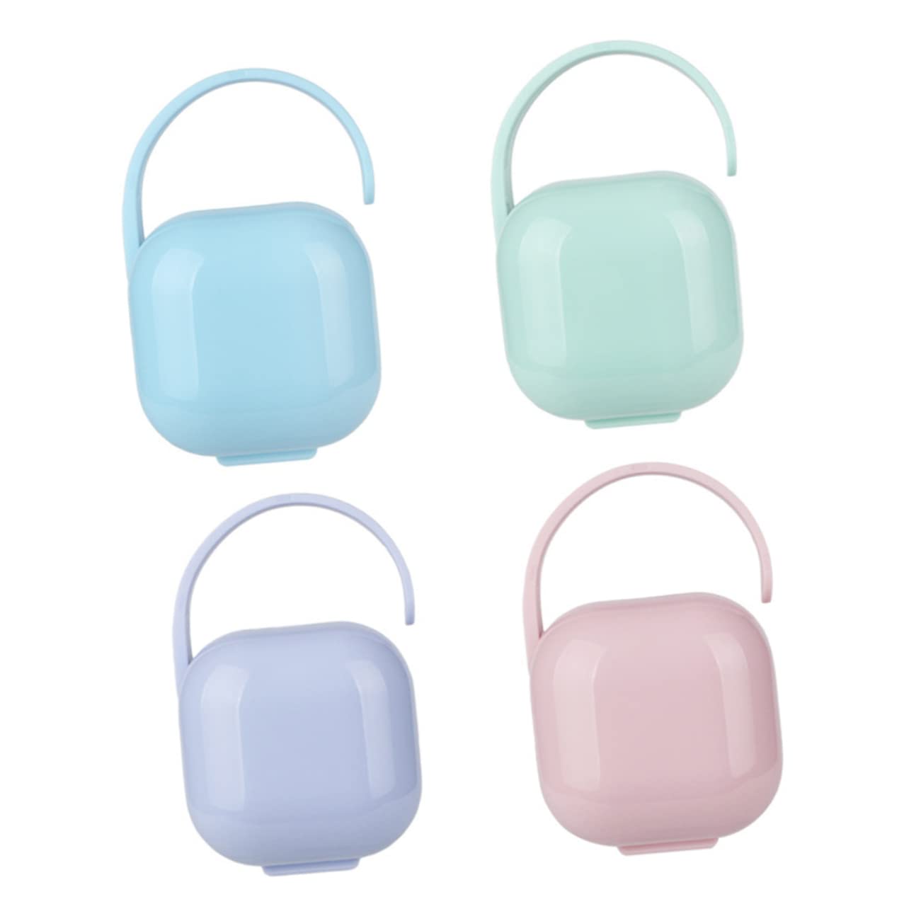 CATIEBYE Pacifier Holder Storage 4 Pack Baby Pacifier Cases Nipple Like Soother Box Easy to Carry for Diaper Bag