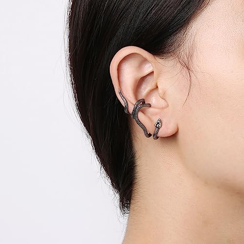 HZMAN Snake Ear Cuff Earrings for Men Women Stainless Steel No Piercing Clip On Cartilage Gothic Punk Snake Animal Earring2