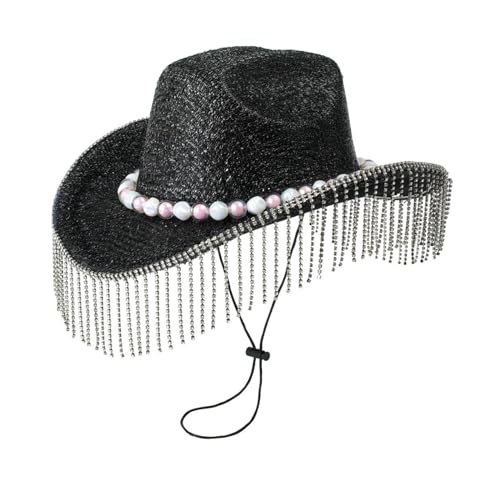 Chapeau de cowgirl étincelant avec paillettes denses pour comédien et show