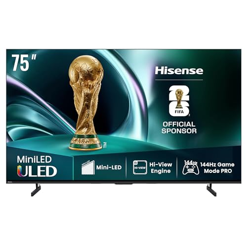 Hisense 75U7Q   MiniLED Smart TV 75 Pulgadas, Quantum Dot Colour, Modo Juego de 144Hz, Subwoofer Integrado, Full Array Local Dimming, Dolby Vision IQ & Dolby Atmos
