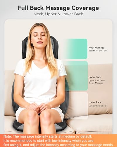 Image of Snailax Shiatsu Neck and Back Massager with Heat, Adjustable-Height Neck Massager Rollers Massage Chiar Pad with Vibration, Chair Seat Massager for Home, Office, Gifts for Men, Women