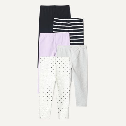 Image of Amazon Essentials Girls' Cotton Stretch Leggings, Multipacks