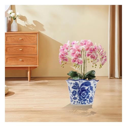 Vaso in ceramica con foro di drenaggio, per interni ed esterni, stile antico, per soggiorno e giardino