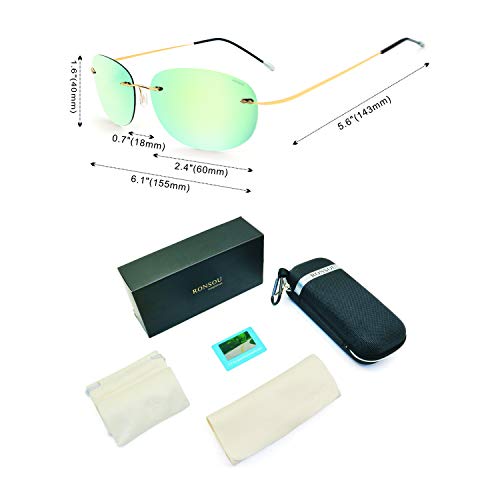 Image of RONSOU Ultralight Rimless Polarized Sunglasses for Men Women Vintage Titanium Frameless Colorful Fashion Shades