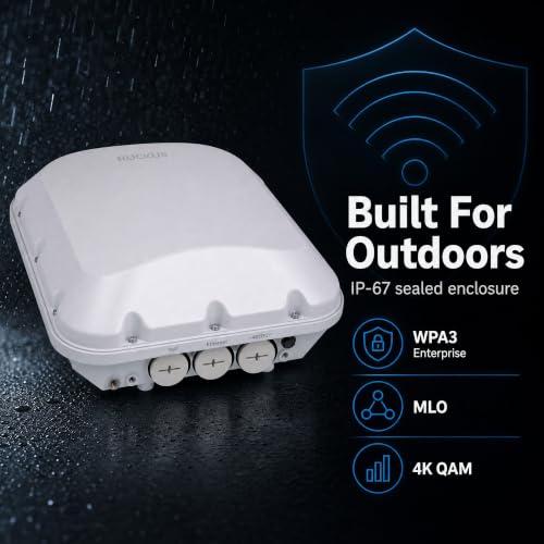 Image of Ruckus T670 Outdoor Tri-Band Wi-Fi 7 Access Point 901-T670-US51, 5Gbps 5GbE PoE++, IP67 Rugged, 2x2 MU-MIMO BeamFlex+, Dual Ethernet, WPA3, ACE 3 Year Warranty (Hardware Only)