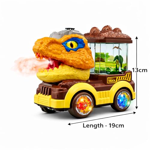 Image of Dinosaur Spray Toy Truck for Kids | Water Mist Spray, Flashing Lights & Moving Parts | Electric Musical Toy Car with 360 Rotation | Battery Operated Toy for Boys & Girls (2+ Years)