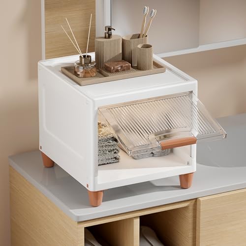 Image of JD FRESH 1 Tier Foldable Plastic Rack for Storage /Kitchen Cupboard /Versatile and Sturdy Wardrobe for Clothes /Multipurpose Storage Organizer /Closet for Bedroom /Living Room /Laundry Room (Transparent)