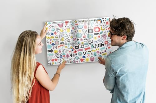 Pizarra de metal y vidrio de 90x60 cm con tablero imantado mural 3