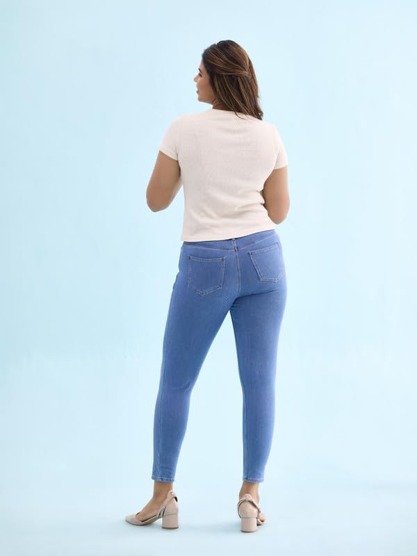 Image of GO COLORS Women Slim Mid Rise Cotton Premium Denim Jeggings