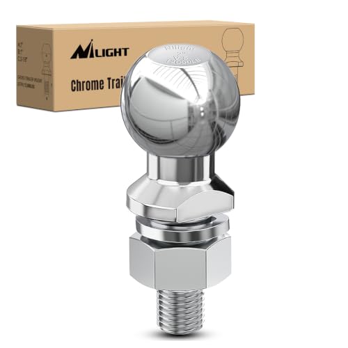 Image of Nilight 2-5 /16 inch Chrome Trailer Hitch Ball | 12000 lbs, 1 inch x 2-1 /4 inch Shank Universal fit Trailer Hitch Ball Custom Engineered for Heavy Duty Towing
