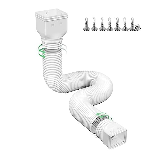 Ogutter Rain Gutter Downspout Extensions, Downspout Extender for Rainwater Drainage Flexible, Down Spout Drain Extension Pipe and Extendable from 21 to 66 Inches (White)