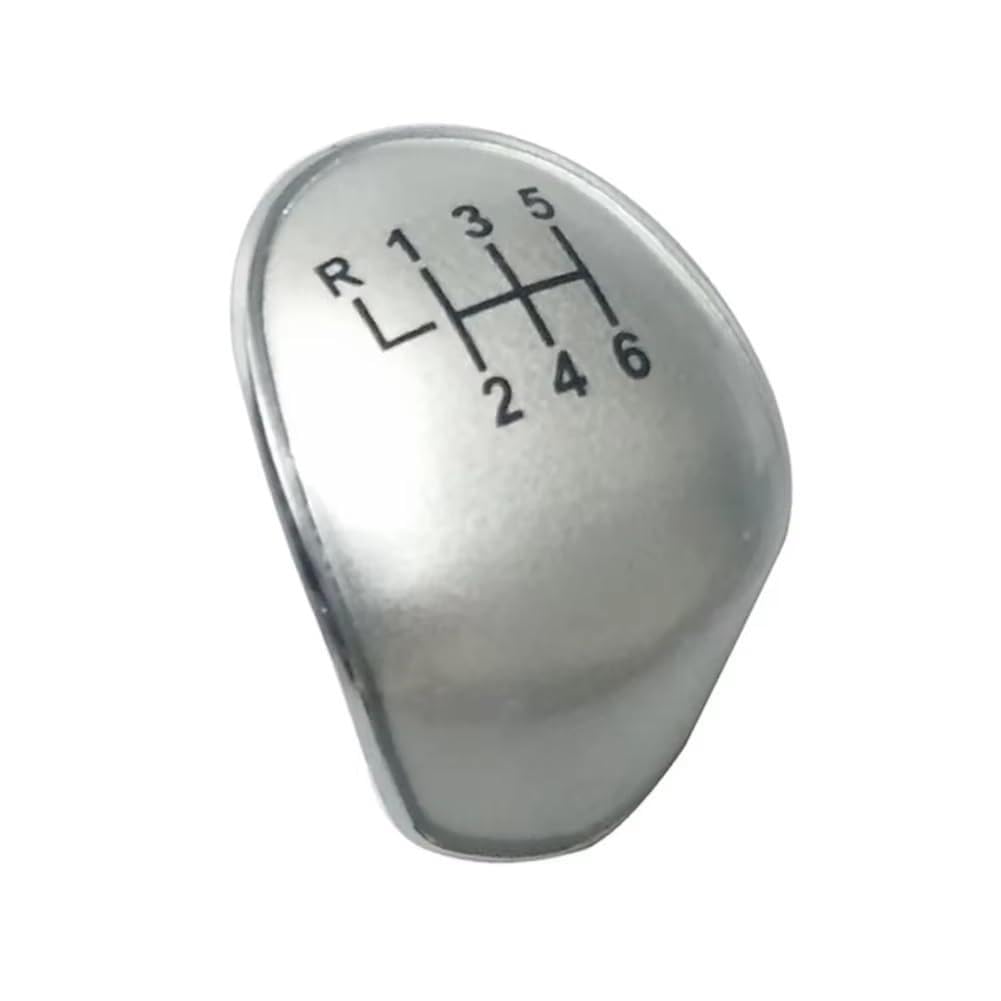 Qwqaab 6 Speed Silver Manual Gear Knob Manual 5/6 Speed Gear Shift Knob Cover Abs For Ford For Focus Mk2 Mk3 Mk4 For Fiesta Mk7 For Kuga Galaxy C-Max B-Max(6 Speed Silver)