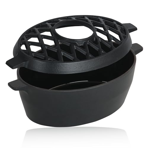 BBQ-Toro Gusseisen Luftbefeuchter emailliert | Schwarz, 2,7 Liter | Gusseisen-Luftbefeuchter, Wasserverdunster Ofen | Humidifier, Holzofen Verdampfschale | Kaminschale, Ofenverdunster, Raumbefeuchter
