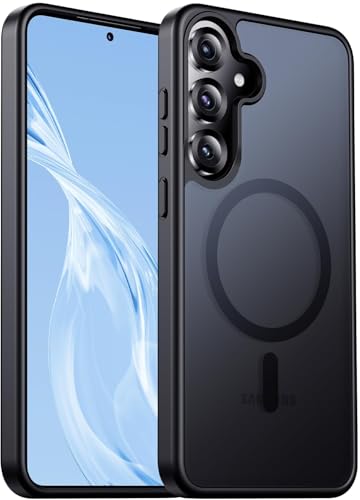 Strong Magnetic Case for Samsung Galaxy A56 5G Compatible with Magnetic Charging Slim Translucent Matte Military Grade Drop Protection Rugged Magnetic Case (Black Samsung Galaxy A56 5G)