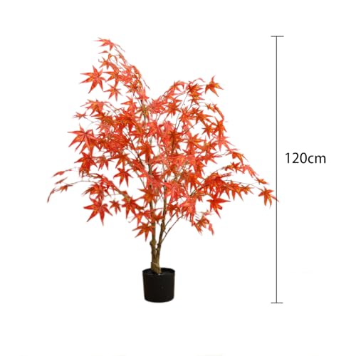 Garveehome 4ft Artificial Maple Tree, Large Faux Tree Soft Silk Autumn Maple Decorative Plant with Plastic Pot for Party Home Living Room Decoration Thanksgiving Harvest