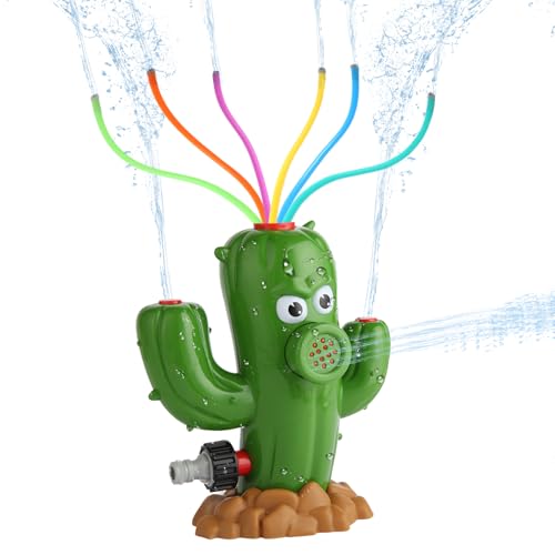 Delycazy Wasserspielzeug für Kinder Outdoor Kaktus Wassersprinkler Wasserspritz Wasserspiel Gartenspielzeug Sprinkler Spiele für Jungen Mädchen ab 3 4 5 6 7 8 Jahre