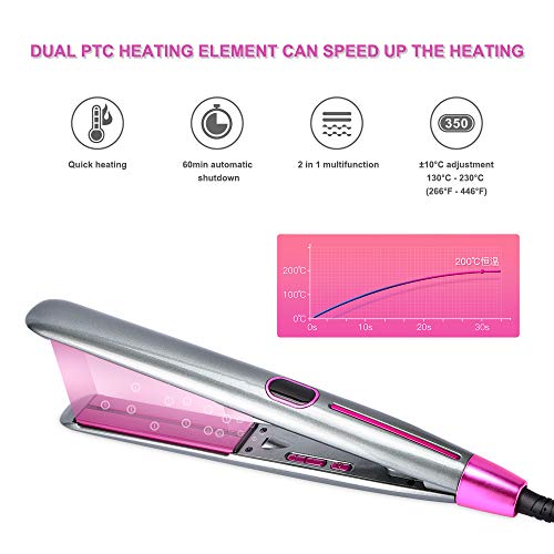 Plancha y rizador para cabello con pantalla LCD ajustable miniatura 3