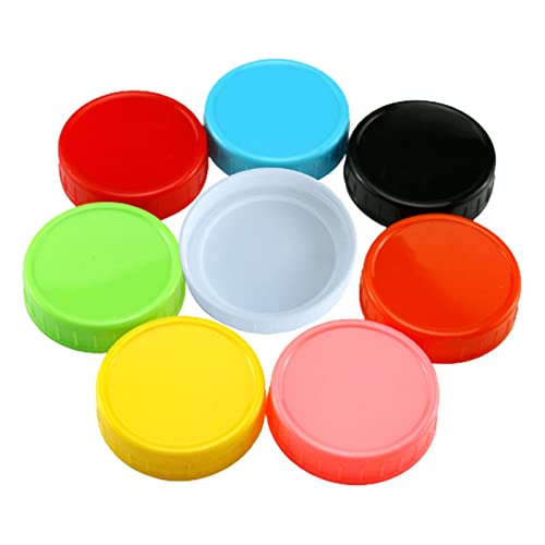 RuishiLinh 8 Pcs Wide Mouth Mason Jar Lid 86mm Plastic Canning Lid Colored Leak-Proof Storage Cap with Silicone Seals Rings for Mason/Canning Jars (86mm)
