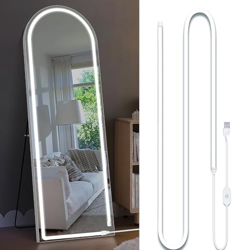 ZSLAIFU LED Vanity Lights for Mirror, Hollywood Style Makeup Lighting, 13.2FT White Strip Lights for Mirror, Dimmable Makeup Vanity Light Strip for Bathroom, Dressing Table and DIY Lighting