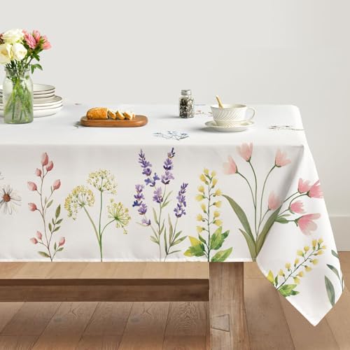 Artoid Mode Flowers Floral Summer Rectangle Table Cloth 60x84 Inch Summer Holiday Kitchen Dining Table Decoration for Home Party Decor