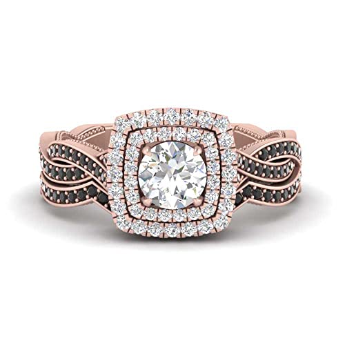 Bague de mariage torsadée et halo de pierres à porter au quotidien