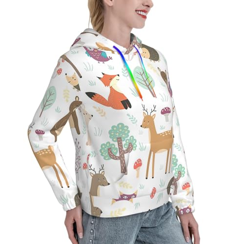 Sweat à capuche femme animaux pull graphique ajusté doux avec poche