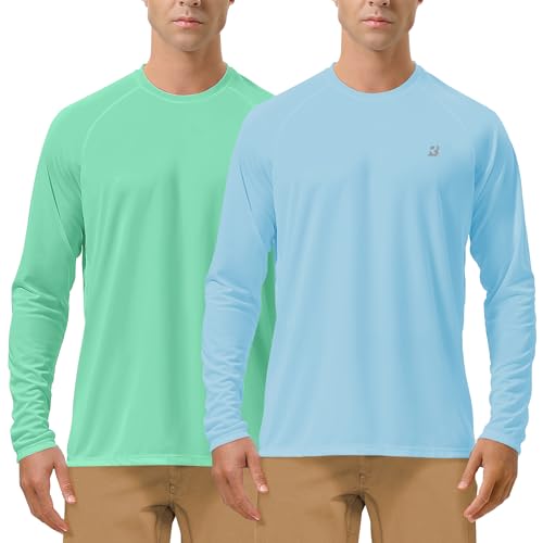 Image of Roadbox Mens UPF 50+ UV Sun Protection Shirts Outdoor Long Sleeve SPF Rash Guard for Fishing Hiking Swimming Running