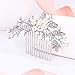 EVER FAITH Wedding Hair Accessories Austrian Crystal Cream Simulated Pearl Floral Leaf Branch Bridal Side Comb Clear Silver-Tone