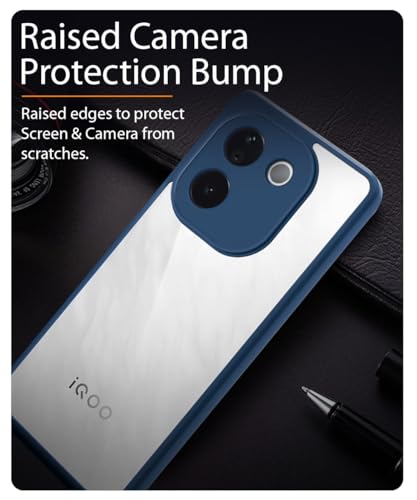 Image of WOW IMAGINE Shockproof Hybrid Back Cover for iQOO Z9s Pro 5G | Vivo T3 Pro 5G | Hard Slim fit Back Case | PC & TPU | Clear Transparent Case - Blue