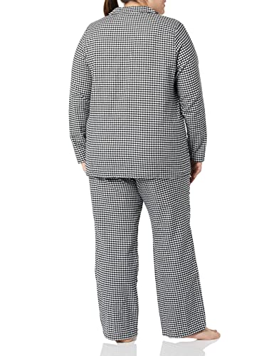 Image of Amazon Essentials Women's Flannel Long-Sleeve Button Front Shirt and Pant Pajama Set
