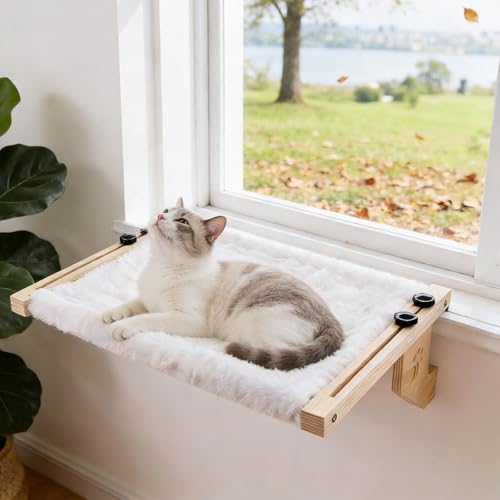 Wuhmhm Hamac Radiateur Chat, Hamac Chat Fenetre en Bois, Coussin Chauffant Suspendu, Coussin Chauffant De Rebord de Fenêtre, Accessoire D'IntéRieur