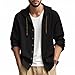 PIDOGYM Men Cotton Linen Long Sleeve Button Down Shirt Summer Casual Hawaiian Beach Tops Lightweight Fashion Hoodies Black