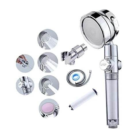 Hivehicle Handheld Shower Head High Pressure -3 Spray Mode & Adjustable Water Flow Showerheads with Filter & Pause Switch, Modern Detachable Water Saving Hydro Jet with Hose & Adjustable Angle Bracke Cover