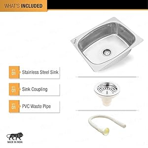 Ruhe® Oval Single Bowl 24x18x9 Inches Kitchen Sink | Exclusive Stainless Steel Oval Single Bowl Kitchen Sink | Glossy Finish | Included Sink Coupling and | Waste pipe