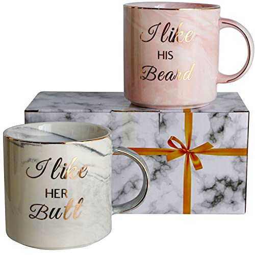 Funny Gifts For Couples-His and Her Coffee Mugs Set 12 OZ,Unique Couples Gifts For Bridal Shower Engagement Wedding and Married Couples