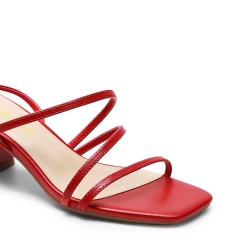 Image of DREAM PAIRS Womens Strappy Block Heel Sandals | Block Heels 2 inch Strappy Square Toe, chic strappy style,Chunky Low Heeled Sandals,for Party Wedding Evening