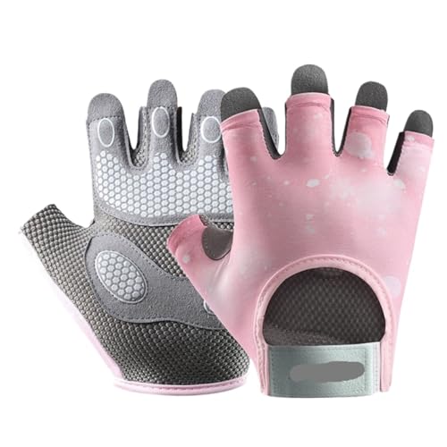 WUYXTO Guantes de Fitness Verano con Palma Silicona Que absorben los Impactos, Medio Dedo, Coloridos, for Hombre y Mujer, protección Solar para Fitness(Color2,S)