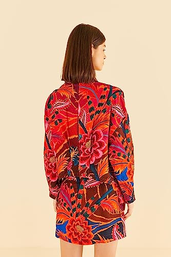 Blazer Pregas Estampado Onda De Floral Est Onda De Floral_Multicolorido - P