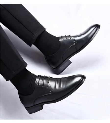 Men's Leather Lace Up Platform Work Oxfords, Men's Breathable Oxfords Formal Dress Round Toe Slip-On Solid Handmade Dress Shoes for Men2