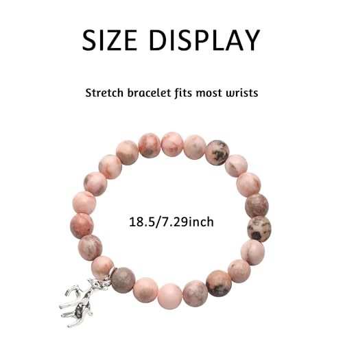 Deer Gifts for Women Inspirational Deer Bracelet Healing Natural Stone Charm Bracelet Gifts for Deer Lovers for Women Her Friends4