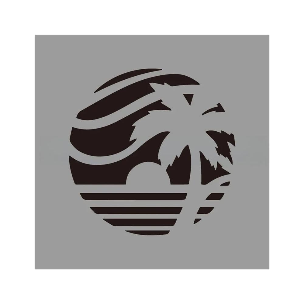 Sunset Coconut Palm Seascape Vinyl Sticker Waterproof Decal for Car Truck Motorcycle Laptop(Black,20x20cm)