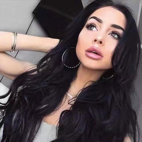 Perucas longas onduladas, peruca feminina, cabelo humano aparência natural peruca completa resistent
