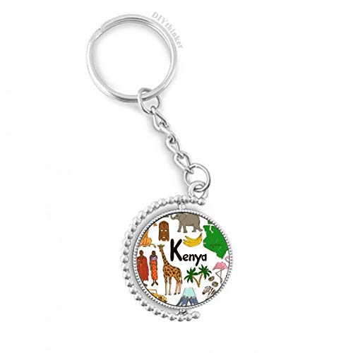 Llavero giratorio de la bandera de Kenia con anillo de cadena fuerte