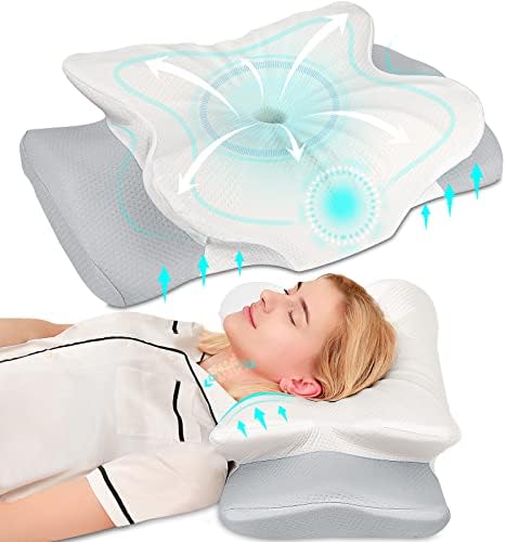 Pulatree Cervical Pillow for Neck Pain Relief, Odorless Contour Memory Foam Pillows with Cradles Design, Ergonomic Orthopedic Bed Pillows for Sleeping, Comfort Support for Side, Back, Stomach Sleeper