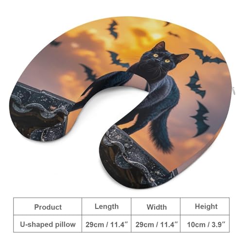 Coussin de voyage chat noir oreiller de repos pour train et voiture autonome