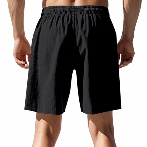 Shorts cortos casuales para hombre de lino y algodón miniatura 3