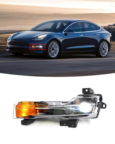 TZYSZDB LED Fog Light Daytime Running Lights Compatible with Tesla Model 3 2017-2023 Model Y 2019-2024 DRL Fog Lamp 107739100D, 107739100E, 107739100F(Driver's Side/Left)