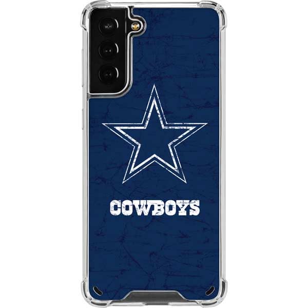Skinit Clear Phone Case Compatible with Galaxy S21 Plus 5G - Officially Licensed NFL Dallas Cowboys Distressed Design