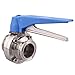 DERNORD Butterfly Valve with Blue Trigger Handle Stainless Steel 304 Tri Clamp Clover (1.5 inch Tri Clamp Butterfly Valve)